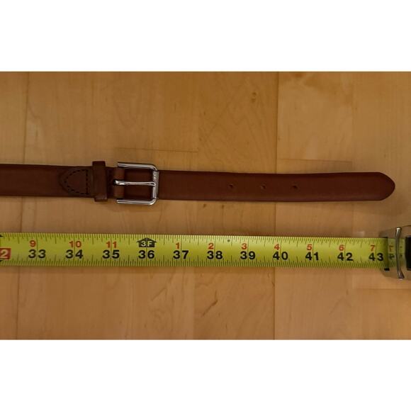 VTG Ralph Lauren Brown Tri Strap Leather Belt Silver D Ring Buckle XL main image 4